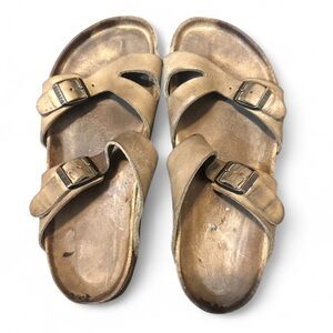Birkenstock | Women’s Brown Double Strap Arizona Leather Sandals | 8-8.5 (39)